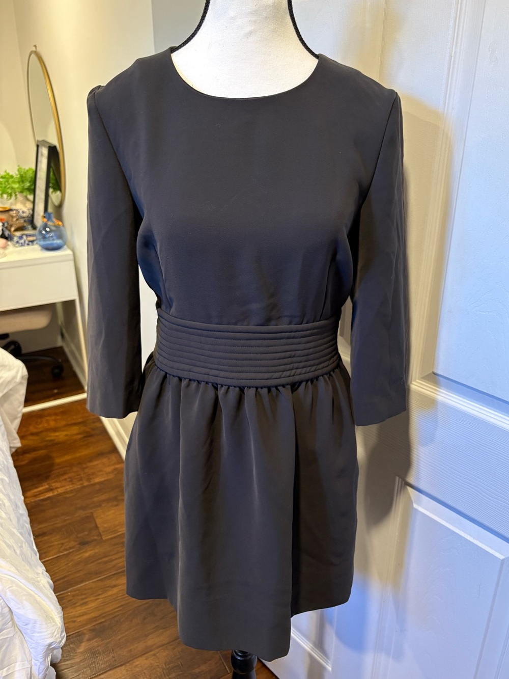 Gat Rimon Charcoal Grey Structured Waist Mini Dress L